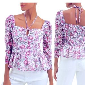 French Connection Hallie Peplum Top, Size L